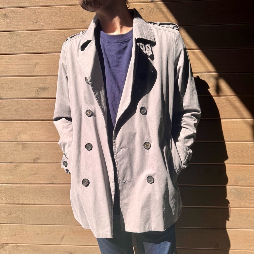 TED BAKER LONDON GREY DOUBLE BREASTED TRENCH COAT - 4
